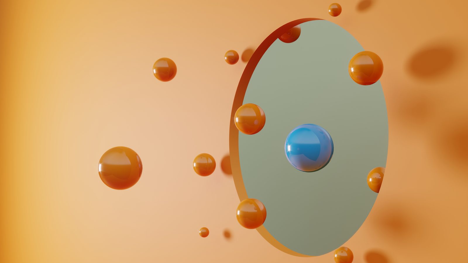 Orange and blue spheres passing through a glass portal representing the decision to transition to a new language services provider