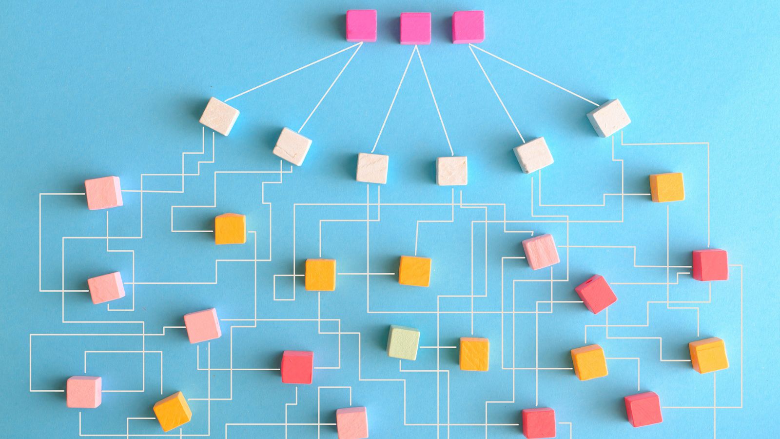 Interconnected branches forming a chaotic tree that highlights the complexities of managing translation workflows