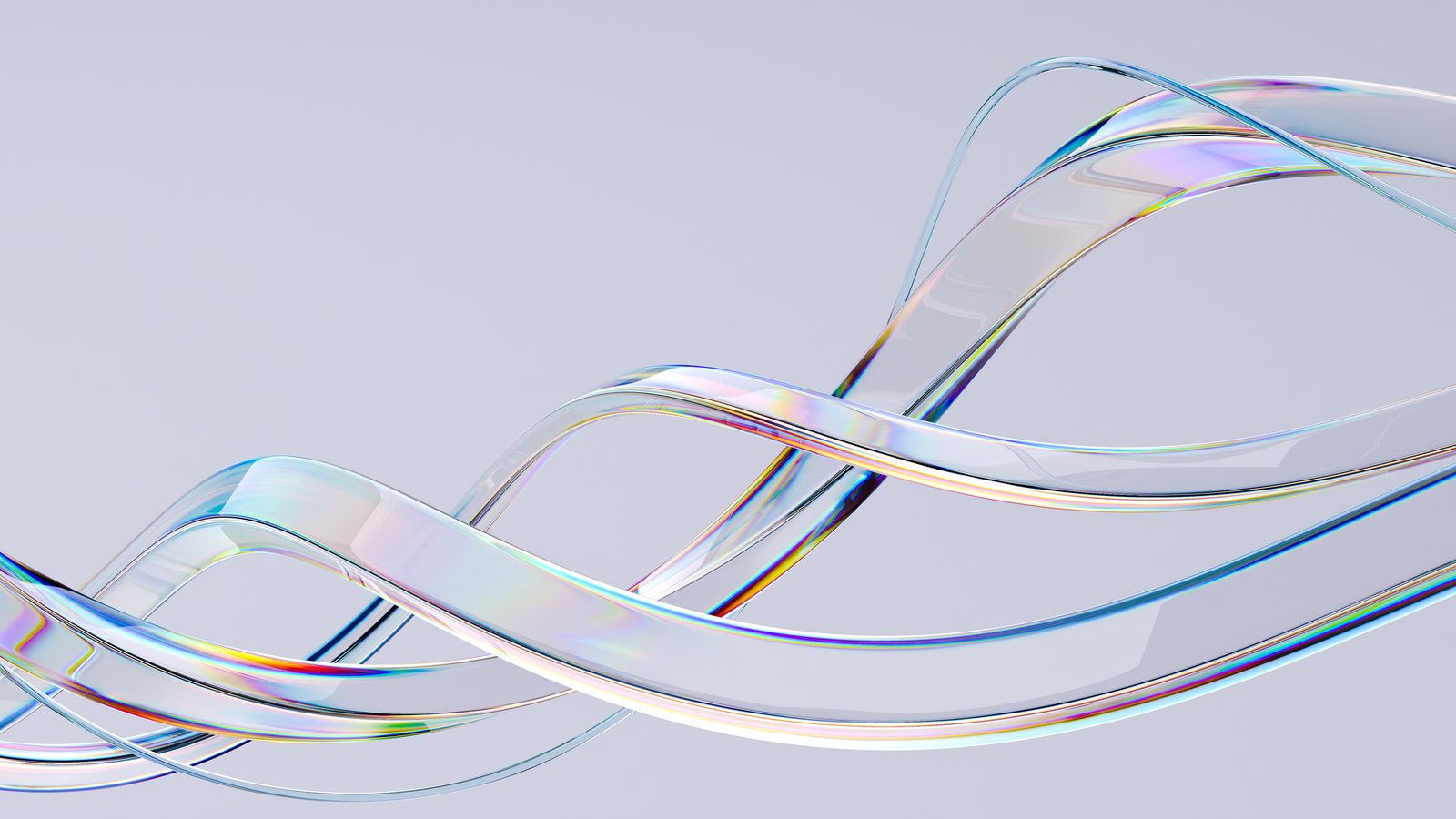 Abstract flowing 3D glass ribbons representing the streamlined automated flow of localization services built for CI/CD pipelines